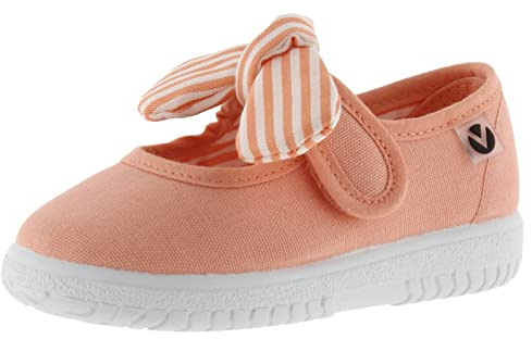 victoria Merceditas Unisex Ojalá Lona & Tira Adherente & Lazo Rayas 105110 para Niños CORALINA 25
