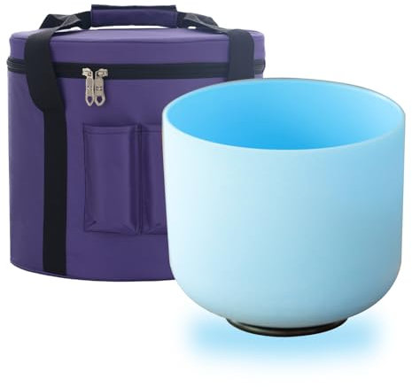KVKA 20 cm Singing Bowls, 432 Hz G Note, 8 Inch Blue Chakra Singing Bowl for Yoga, Meditation Sound, Healing, Relaxation, Stress Relief with Carry Bag