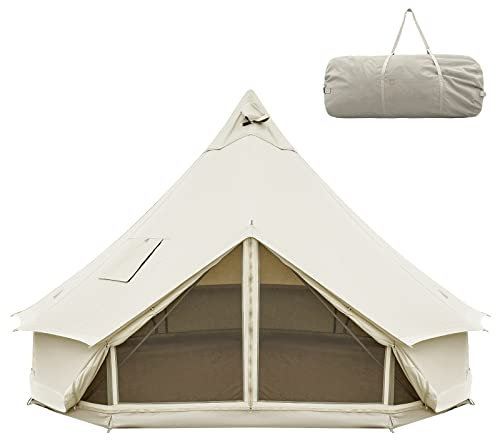 KingCamp Khan Camping Glockenzelt 5m Oversize Raum alle Baumwolle Heavy Duty wasserdicht Luxus Outdoor Pyramidenzelt/für 4-8 Person Familie Outdoor in Allen Jahreszeiten Baumwolle Campingzelt