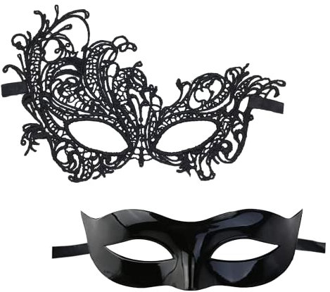 Maskerade Ball Masks, BOZILY Couple Lace Masks, Mascarade Masks For Couples, Sexy Lace Eyemask Venezianische Party Mask For Fancy Carnival Ball Halloween Party Costume Dress Halloween