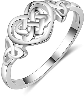 Bishilin Ring Damen Silber 925, Frauen Ringe Keltischer Knoten Herz Verlobungsring Nickelfrei Freundschaftsing Silber