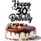 SYKYCTCY 1 Pack Happy 30th Birthday Cake Topper Glitter Heart Star 30 Fabulous Cake Pick Birthday Sign Cake Decorations for 30th Birthday Theme Party Supplies Black