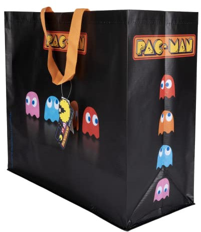 Konix Pac-Man Bolsa de Compras 40 x 45 x 20 cm - Material reciclado - Negro