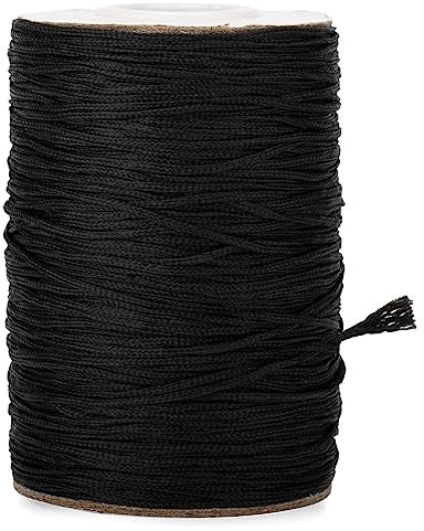 G2PLUS 1.5mm Black Nylon Satin Braided Cord - 100m No-elastic Roman Blind String for Jewelry Making, Chinese Knot, Necklace, Bracelets and Beading