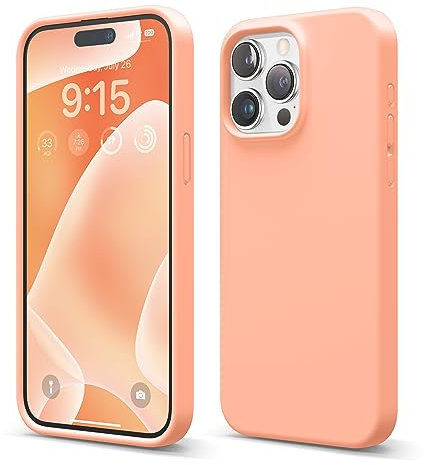 elago Flüssig Silikon Case Kompatibel mit iPhone 15 Pro Max Hülle, Premium Silikon Handyhülle, Ganzkörper Schutzhülle [4 Lagige Stoßfeste Struktur], Kratzfestes Weiches Mikrofaserfutter (Koralle)