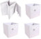 JaHECOME Set of 4 Fabric Storage Boxes White Foldable Cube Storage Boxes Storage Bins Organizer Basket with Handles for Drawers Shelves in Bedroom, Nursery Office, Playroom (WHITE)