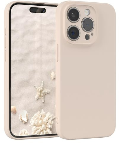 EAZY CASE - Custodia in silicone per iPhone 15 Pro Custodia morbida protettiva con protezione della fotocamera Protezione sottile Premium Cover TPU Telefono Bumper in Beige