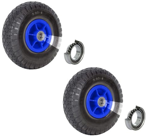 2x TRUTZHOLM Sackkarrenrad 260x85 mm 3.00-4 Nabenlänge 60 mm Bollerwagenrad, Luftrad, Ersatzrad, versetzt, 4-lagiges Gewebe 4PR (Blau)