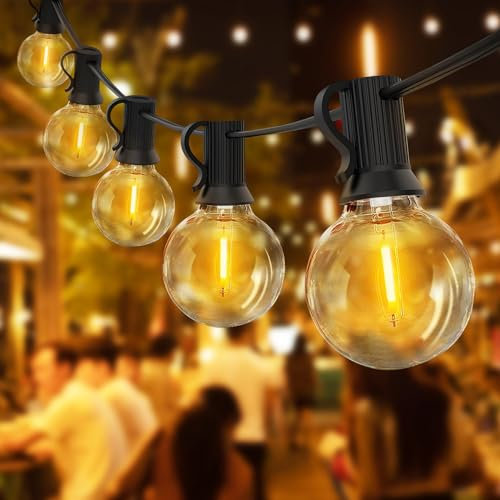Lichterkette Außen, 18M LED Lichterkette Außen mit 30+4 G40 Lichterkette Glühbirnen Plastik, Wetterfest Outdoor Lichterkette, LED Lichterkette Außen/Innen für Garten Balkon Terrasse Party Camping