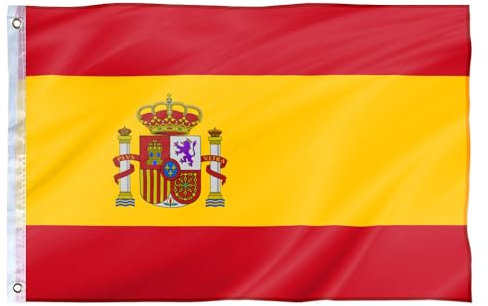 Murago - Spanien Fahne ca. 150x90cm mit Metallösen - spanische Hiss Flagge 90 x 150 cm groß wetterfest Fanartikel Polyester Spain