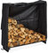 Relaxdays Kaminholzregal mit Abdeckung, für Holz ab 25 cm, Brennholzregal aus Eisen, HBT: 110 x 110 x 29 cm, schwarz