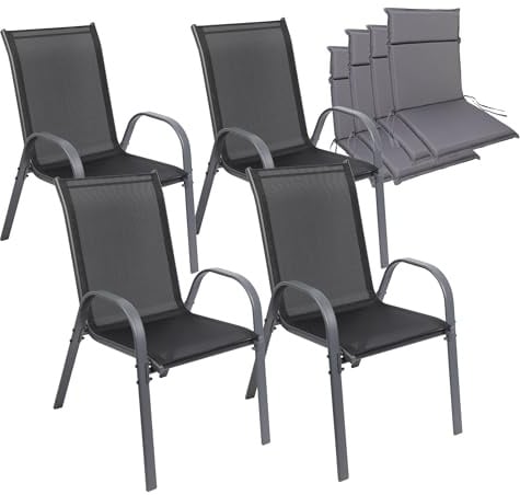ALBATROS Gartenstühle Kuba 4er Set mit Sitzauflage | stapelbar, Metall | Stapelstühle, Terrassenstühle & Balkonstühle, robust, bequem, wetterfest, langlebig, für Garten & Terrasse, Version 2026