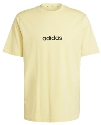adidas Herren Essentials LINEAR Single Jersey Tee, Powder Yellow/Black, L