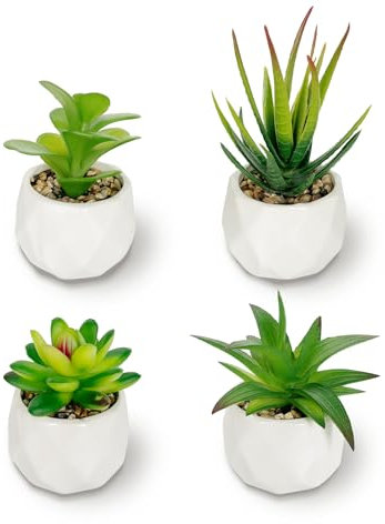 ManyuGas 4er Set Mini Kunstpflanzen Dekorative Künstliche Pflanzen, Künstliche Sukkulenten mit Topf, Künstliche Pflanzen für Schlafzimmer, Wohnzimmer, Badezimmer Deko