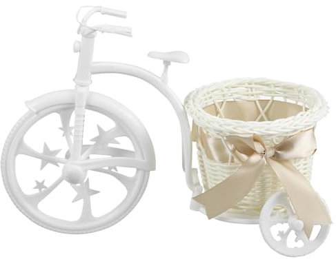 HOLIDYOYO Tricycle Flower Basket Stand for Home Decoration Creative Wedding Centerpiece Vintage Style Planter Holder for Showers Adorable Floral Arrangement Display Ribbon
