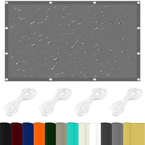 Markisenstoff 3 x 4 m 98% UV Schutz Sonnensegel für Markise mit Ösen Und Kordel,Ohne Bohren für Balkon Terrasse Garten Camping, Hellgrau