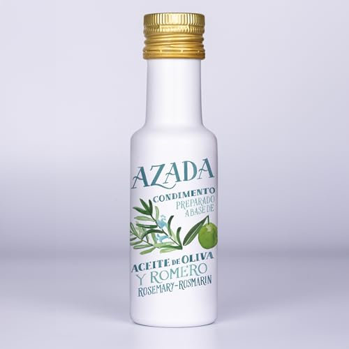 AZADA Aceite de Oliva Virgen Extra con Romero - Aceite aromatizado, Aceituna Arbequina 100% y Romero - Botella 100ml