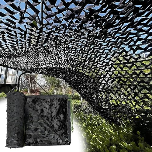 tarnnetz Schwarz 2x1m 2x3m 2x5m 3x3m 3x4m 3x6m 4x5m 4x6m 5x5m 5x8m,Militärisch Verstärktes Tarnung Netz,strapazierfähiges Schattennetz,für Jagd Freien,gartendekoration(Size:2x4m(6.5x13ft))