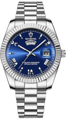 Avaner Uhren Herren Edelstahl Leuchtend: Herrenuhr mit Leuchtenden Zeigern Römischen Ziffern Datum 3ATM Wasserdicht Edelstahlarmband Analog Quarz Uhr Lässige Business Armbanduhr Geschenk für Männer