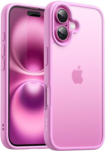 JETech Matte Case for iPhone 16 6.1-Inch, Shockproof Military Grade Drop Protection, Frosted Translucent Back Phone Cover, Anti-Fingerprint (Pink)