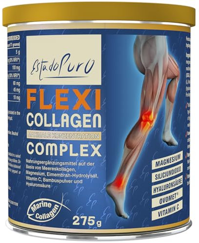 Fisch Kollagen, Marine Collagen Pulver 275g - Hydrolysiertes Kollagen mit Hyaluron, Magnesium & Vitamin C, Peptan Meereskollagen für Gelenke, Estado Puro Tongil