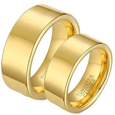 Hoisy Eheringe Damen, Eheringe Gold Paar Polierter Silberring 5MM Größe Frauen 60 (19.1) und Männer 62 (19.7)