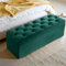 Harveys Living Chesterfield Ottoman Storage Box - Fabric Button Style Engineered Wood Luxurious Plush Velvet Ottoman Storage Bench - (Green, No Legs)