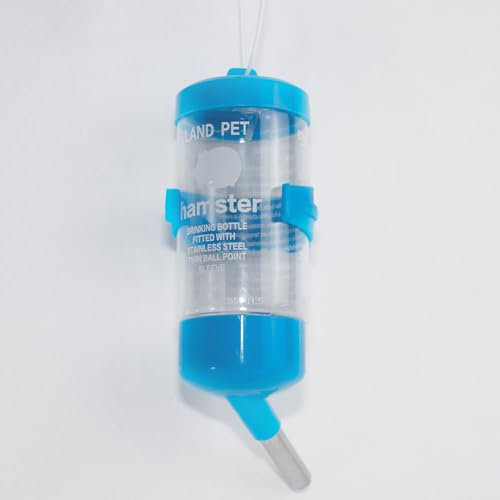 Benixmidart Guinea Pig Water Bottle No Drip, Plastic Hamster Water Bottle with Fixing Buckle, Hamster Cage Accessories Hanging Water Bottle Hamster Water Dispenser (Blue, 80ml)