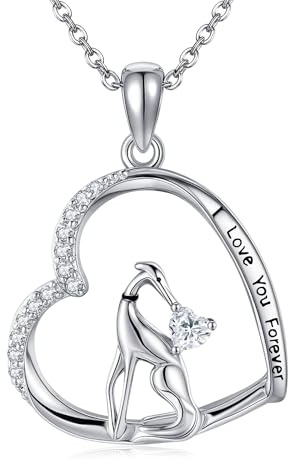 DAYLINLOVE Windhund Kette 925 Sterling Silber Italienischem Windspiel Whippet Herzform Anhänger Halskette Hund Haustier Tier Schmuck Geschenk für Damen Mädchen Frauen Mutter Windspielliebhaber