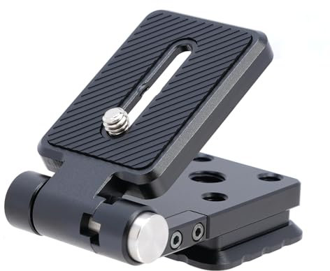 FOTGA Faltbare L-förmige Schnellwechselplatte, Universal Vertikal/Horizontal Aufnahme Kamera L Halterung, 90° Verstellbare Aluminium-Stativplatte mit Arca & 1/4 3/8 Gewinde (110 g, 3 kg Traglast)