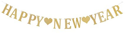 VICASKY Frohes Neues Jahr Banner Glitzernde Party Girlande Für Silvester Und Neujahr Festliche Dekoration Für Feiertagsfeiern Und Weihnachtsfeiern