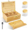 Caja Grande de Almacenamiento de Bambú con Bandeja Deslizante y bloqueo de combinación, Multifuncional juego de caja decorativa de regalo con tarros de cristal y cepillo de limpieza (madera)