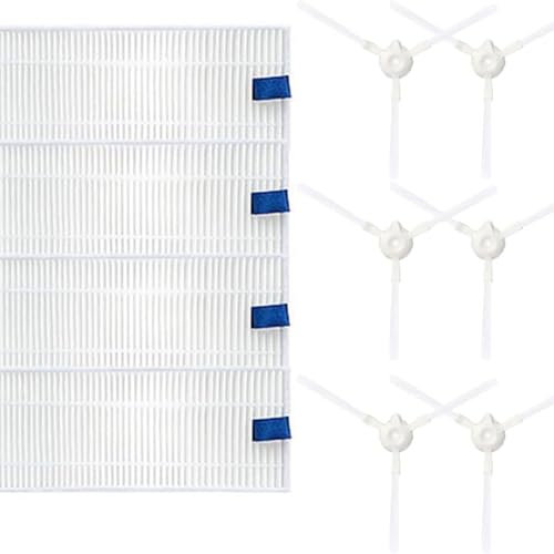 YUETTYY Kit di 10 filtri HEPA con spazzole laterali per aspirapolvere Rowenta Explorer serie 20 40 45 50 RG687 RR682 RR688, 4 filtri HEPA, 6 spazzole laterali