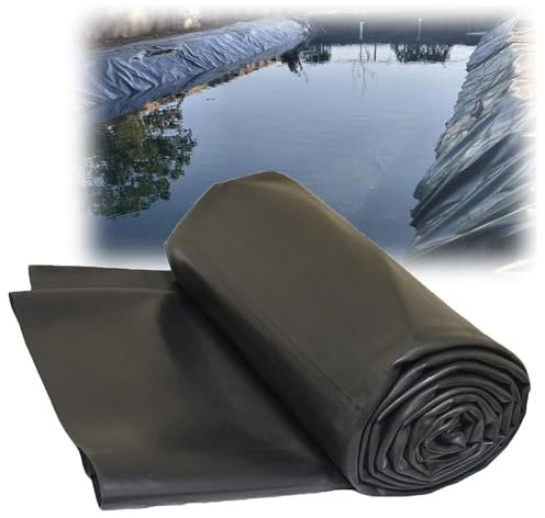 Strapazierfähige schwarze Teichfolie, 0,2 mm, wasserdichte Membran für Fischteiche, Gärten und Springbrunnen, flexible HDPE-Verkleidung (Größen: 1 x 2 m, 2,5 x 5 m, 4 x 6 m, 5 x 10 m, 8 x 12 m), 5 x 6