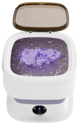 Tragbare Mini-Waschmaschine faltbar Smart Time Setting mit Abtropfkorb 10 Liter Fassungsvermögen (Lila)