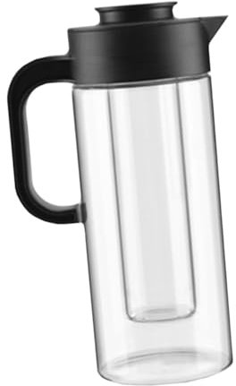 Zerodeko Jarra de Vidrio Transparente Jarra para Colador Inoxidable Hervidor Resistente al Calor Gran Capacidad para Fiestas y Reuniones 1.5