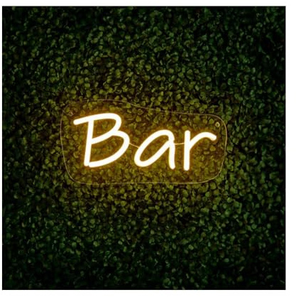 LED Neon Wall Garden Sign - Indoor/Outdoor Decorative Light Mains-operated (Warm White, Bar)
