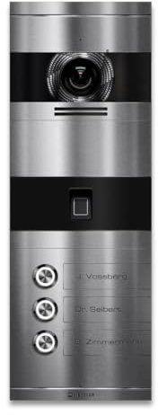 Metzler VDM10 2.0 Video Sprechanlage mit Türöffner (Stromversorgung) & Fingerprint - Anschluss 2-Draht IP - Türsprechanlage mit HD-Kamera - 3 Familienhaus Sprechanlage - Edelstahl gebürstet | Niko