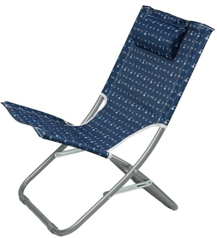 Gr8 Garden Adult Blue Folding Beach Chair Portable Foldable Metal Seat For Garden Patio Picnic Fishing Hiking Camping Indoor Outdoor Deck Chair