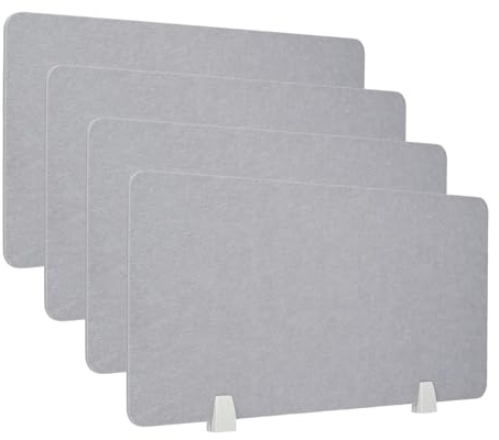 uyoyous 4 Pcs Acoustic Desk Divider Desk Partition 31.5 x 15.75 Inch | Table Freestanding Up Privacy Panel Protective with Clamp Visual Distraction and Noise Reducing for Office School Call Center