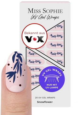 Original Miss Sophie UV Gel Nagelfolien I 20 UV Gel Nagellack-Streifen I Snowflower UV I Für Finger- & Fußnägel