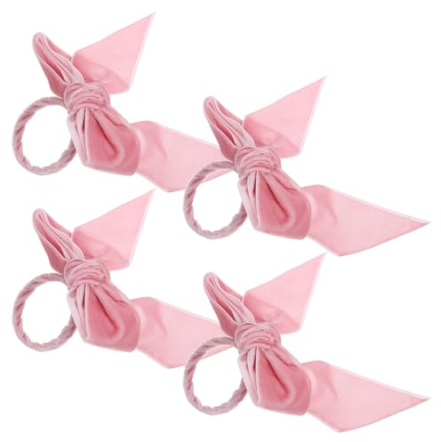 NIYANGLE Schleifen Serviettenringe Elegante Serviettenhalter 4 Stück aus Zinklegierung und Samt Verhindern Verrutschen der Servietten für Hochzeit und Familienfeiern
