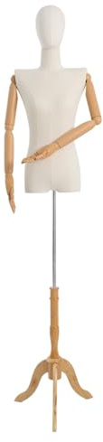 Schaufensterpuppe Weiblich Schneiderpuppe Mit Drehbare Kopf und Flexiblen Arme, Höhenverstellbar 155–200 cm Kleiderpuppe für Kleid Display