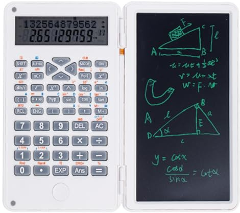 Scientific Calculator with Erasable Writing Pad, 12-Digit Large Screen Two-Line Display, Perfect for School and Business