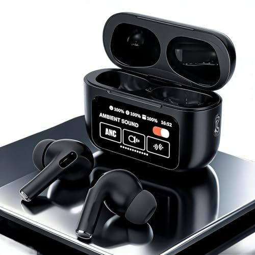 Fiti Beats Earbuds,Bluetooth Kopfhörer Mit Touchscreen,In-Ear Ohrhörer Mit ANC+ENC Noise Cancelling, IP4 wasserdichte Kopfhörer, Wireless Earbuds (Schwarz)