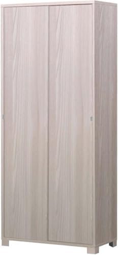 Sarmog Armadio2 Ante Scorrevoli, Armadio 2 ante, Armadio Salvaspazio, Armadio camera da letto, Armadio 2 ante con ripiani, 82x41x h190 cm (Senza Specchio, Olmo Chiaro)
