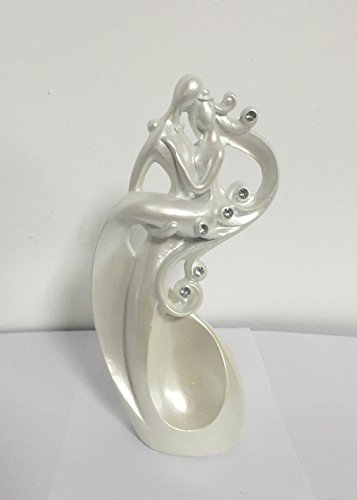 Brautpaar, Hochzeitspaar | Tortenaufsatz, Tortenfigur, Dekofigur, Cake Topper Wedding Hochzeit Trauung Hochzeitstorte | Moderne Skulptur Brautpaar weiß | 16 cm