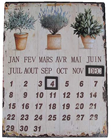 Nostalgisches Blechschild 33x25cm ewiger Kalender Kräuter Herbes Lavendel Metall