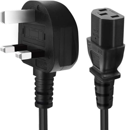 XINYUWIN UK 3 Prong 5FT Kettle Lead IEC C13 Universal AC Power Cord Compatible with Personal Computer, PC Monitor, Plasma TV, Printer Power Supply Replacement Cable