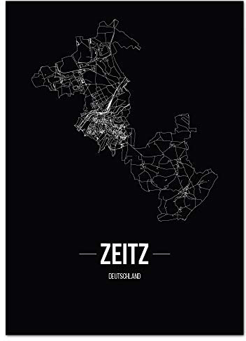 JUNIWORDS Stadtposter - Wähle Deine Stadt - Zeitz - 40 x 60 cm Poster - Schrift B - Schwarz
